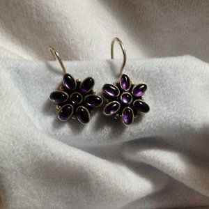 New Sterling Silver Earrings / Purple Flower